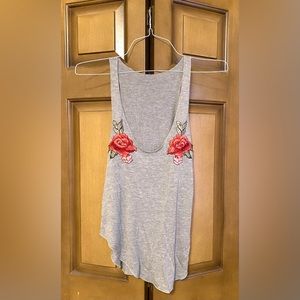 Light gray, tank top, embroidered, floral print, light weight
